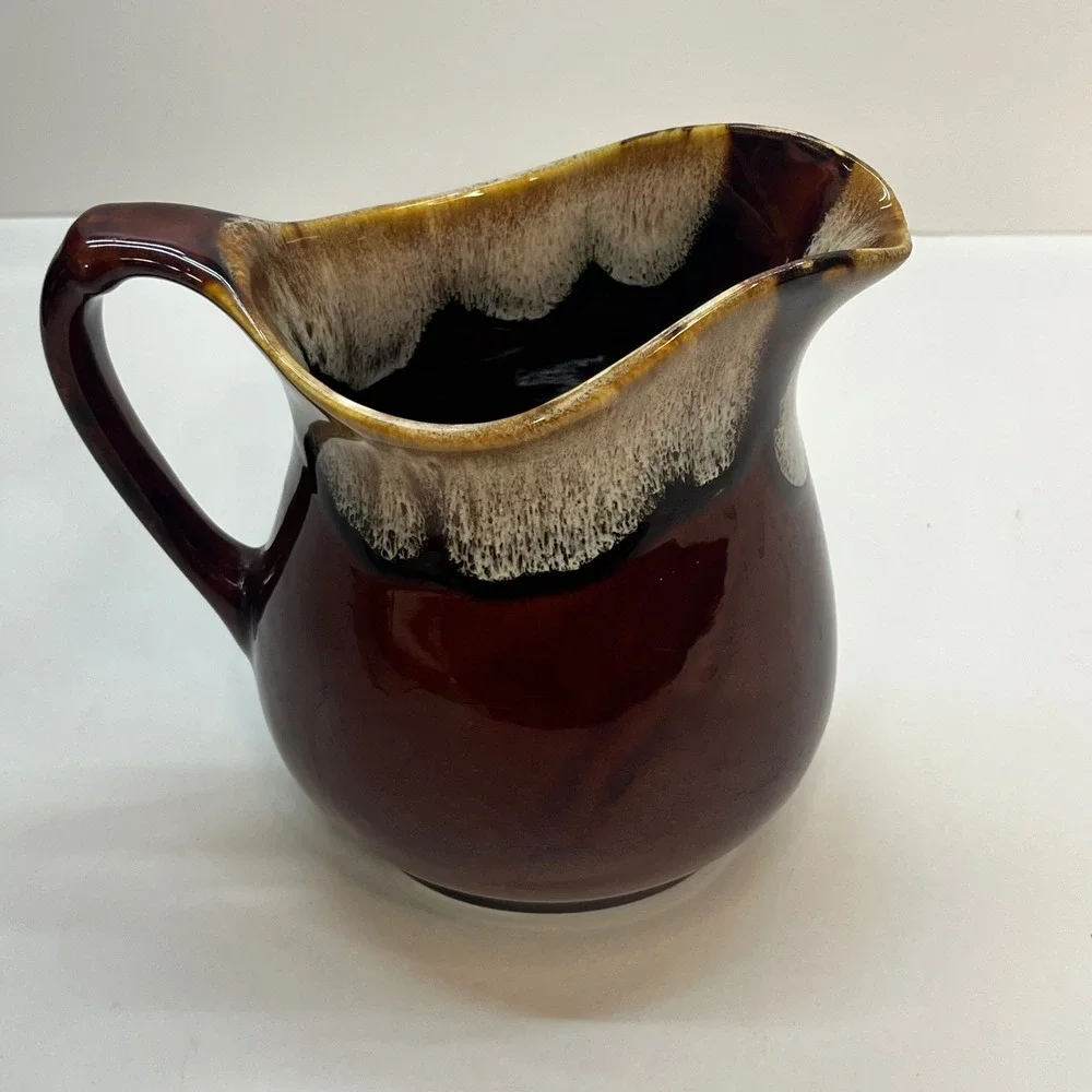 Vintage Hull Art Pottery Brown Drip Glaze‎ Pitcher Ceramic Creamer Jug 6 Inch